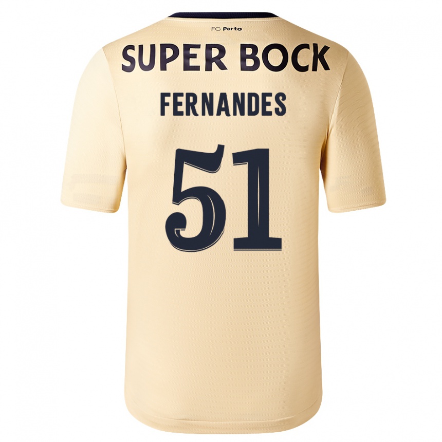 Kids Football Diogo Fernandes #51 Beige-Golden Away Jersey 2023/24 T-Shirt