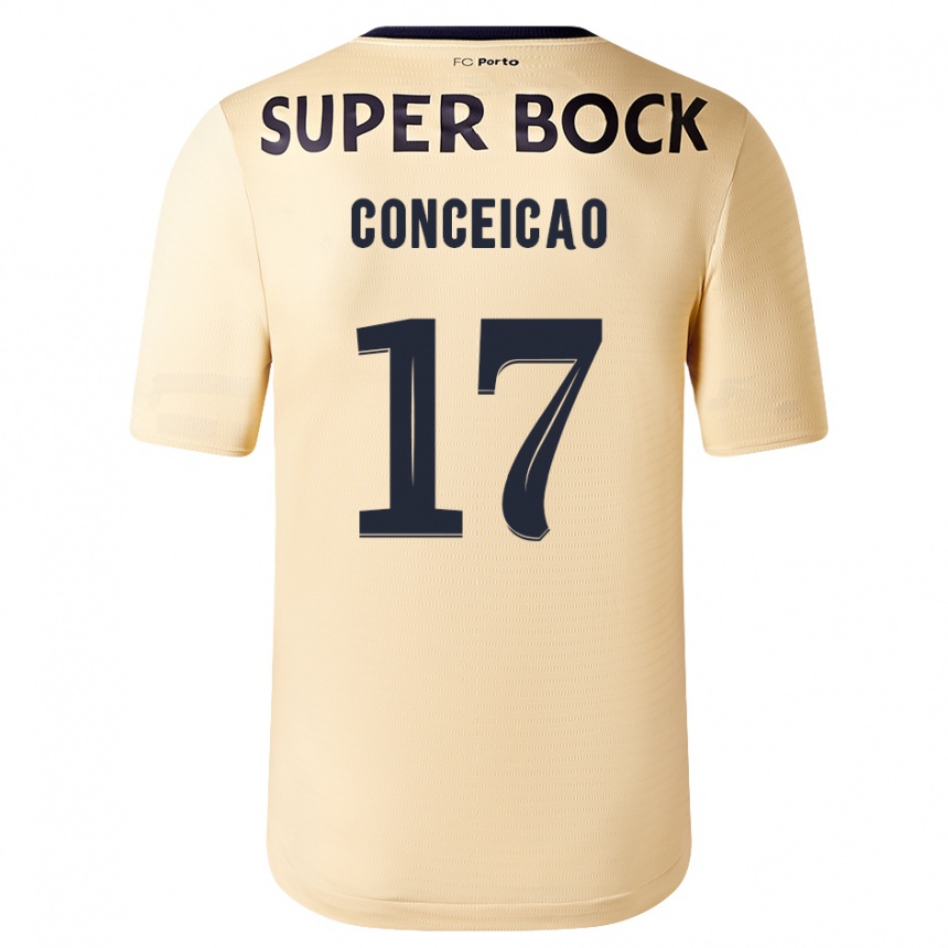 Kids Football Rodrigo Conceicao #17 Beige-Golden Away Jersey 2023/24 T-Shirt