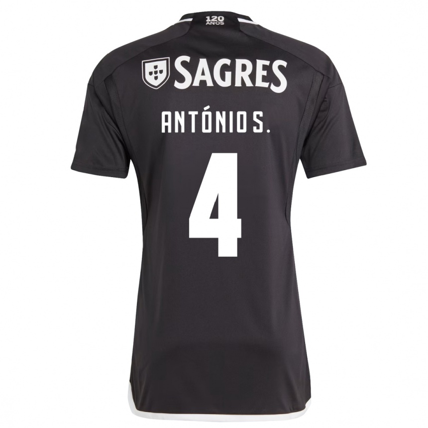 Kids Football António Silva #4 Black Away Jersey 2023/24 T-Shirt