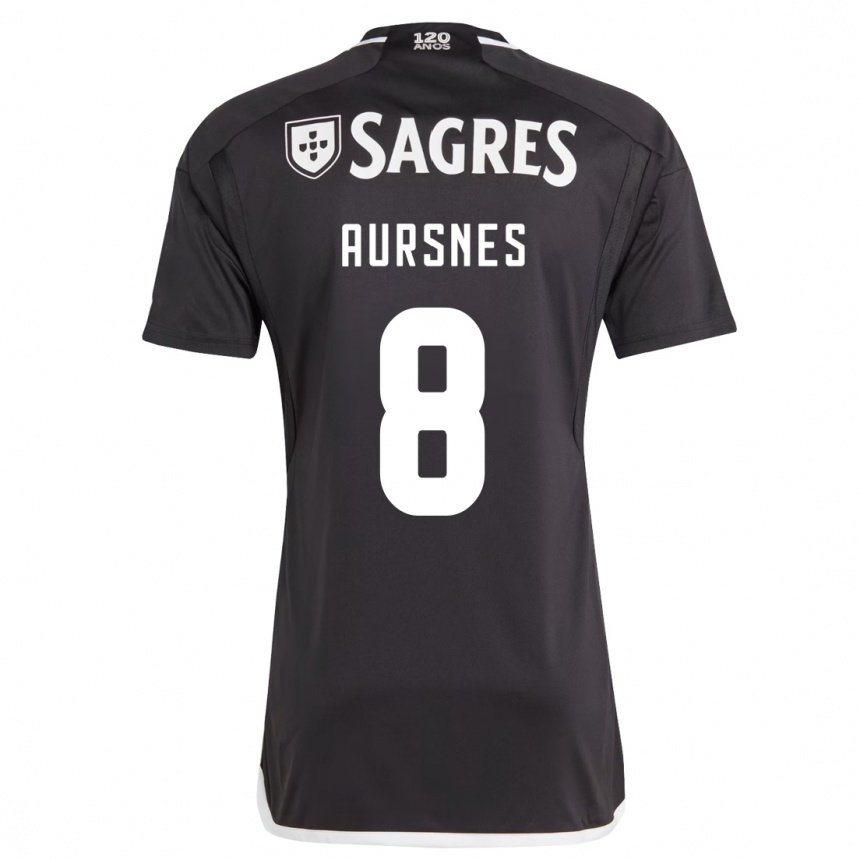 Kids Football Fredrik Aursnes #8 Black Away Jersey 2023/24 T-Shirt