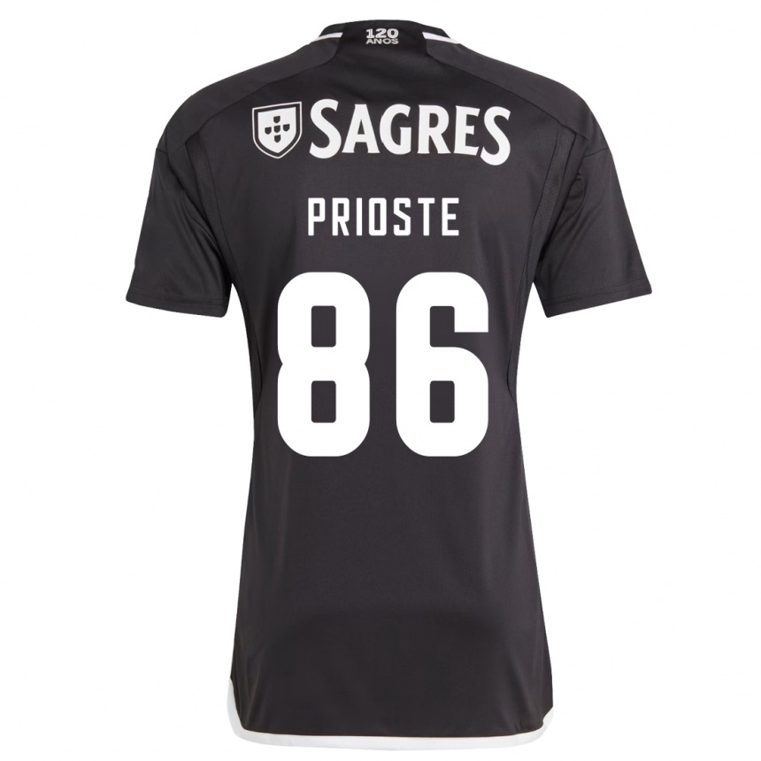 Kids Football Diogo Prioste #86 Black Away Jersey 2023/24 T-Shirt