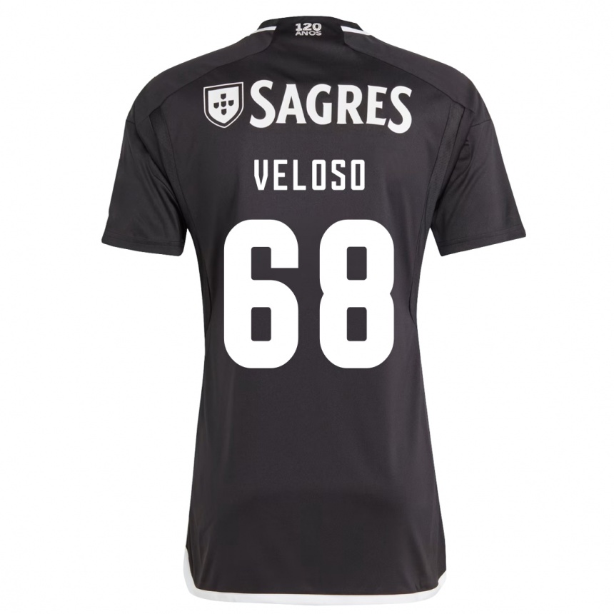 Kids Football João Veloso #68 Black Away Jersey 2023/24 T-Shirt