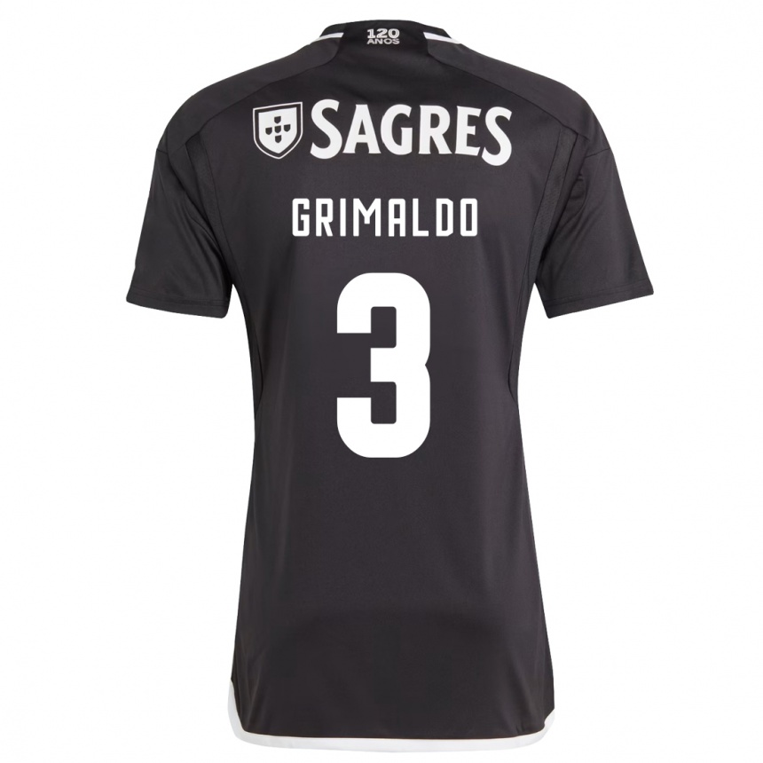 Kids Football Alejandro Grimaldo #3 Black Away Jersey 2023/24 T-Shirt