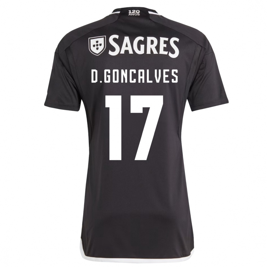 Kids Football Diogo Goncalves #17 Black Away Jersey 2023/24 T-Shirt