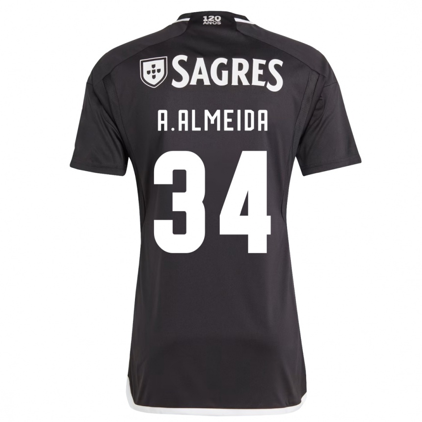 Kids Football Andre Almeida #34 Black Away Jersey 2023/24 T-Shirt