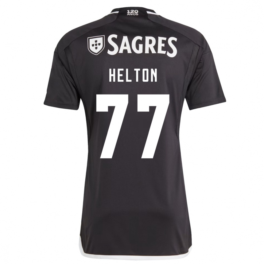 Kids Football Helton Leite #77 Black Away Jersey 2023/24 T-Shirt