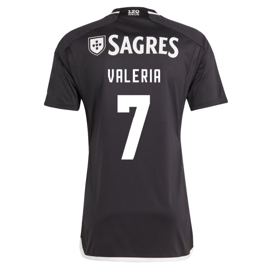 Kids Football Valeria #7 Black Away Jersey 2023/24 T-Shirt