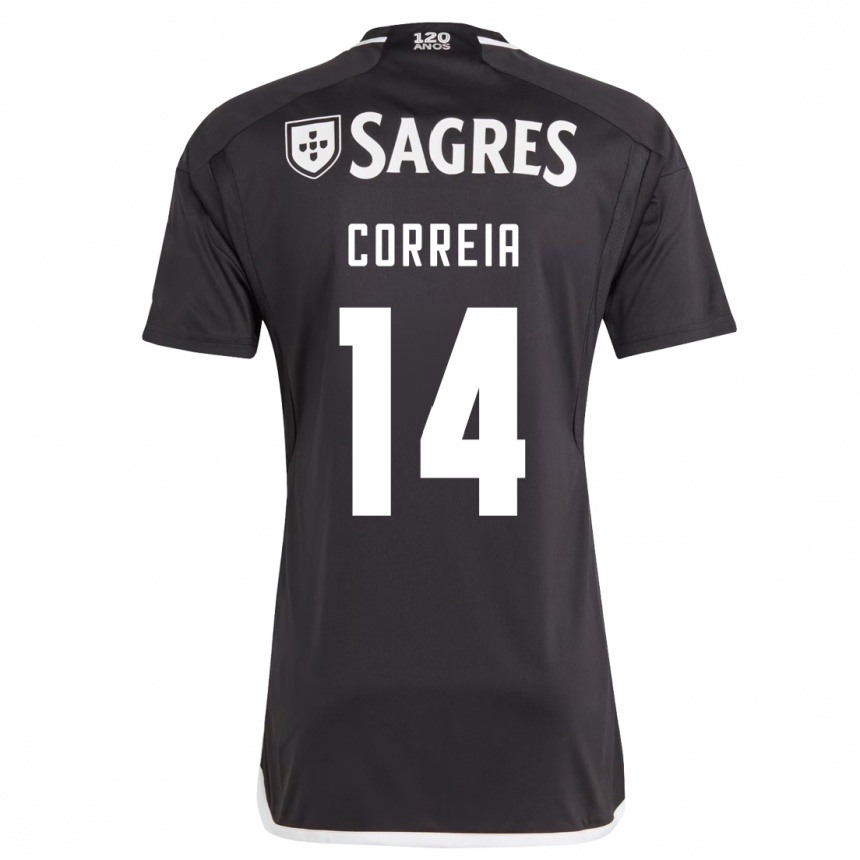 Kids Football Carolina Correia #14 Black Away Jersey 2023/24 T-Shirt