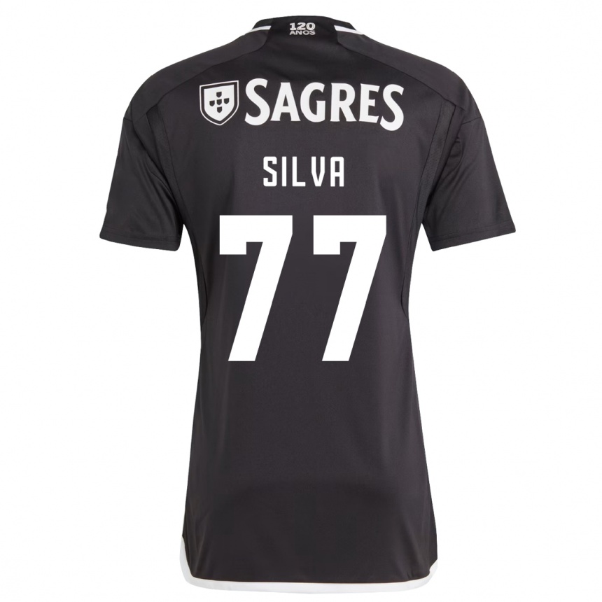 Kids Football Jessica Silva #77 Black Away Jersey 2023/24 T-Shirt