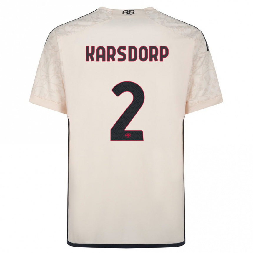 Kids Football Rick Karsdorp #2 Off-White Away Jersey 2023/24 T-Shirt