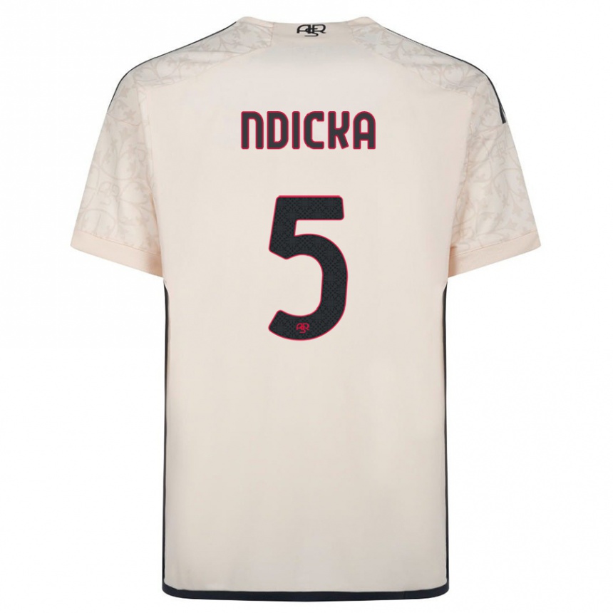 Kids Football Evan Ndicka #5 Off-White Away Jersey 2023/24 T-Shirt