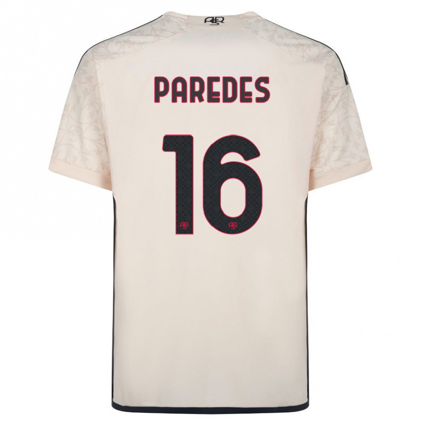 Kids Football Leandro Paredes #16 Off-White Away Jersey 2023/24 T-Shirt