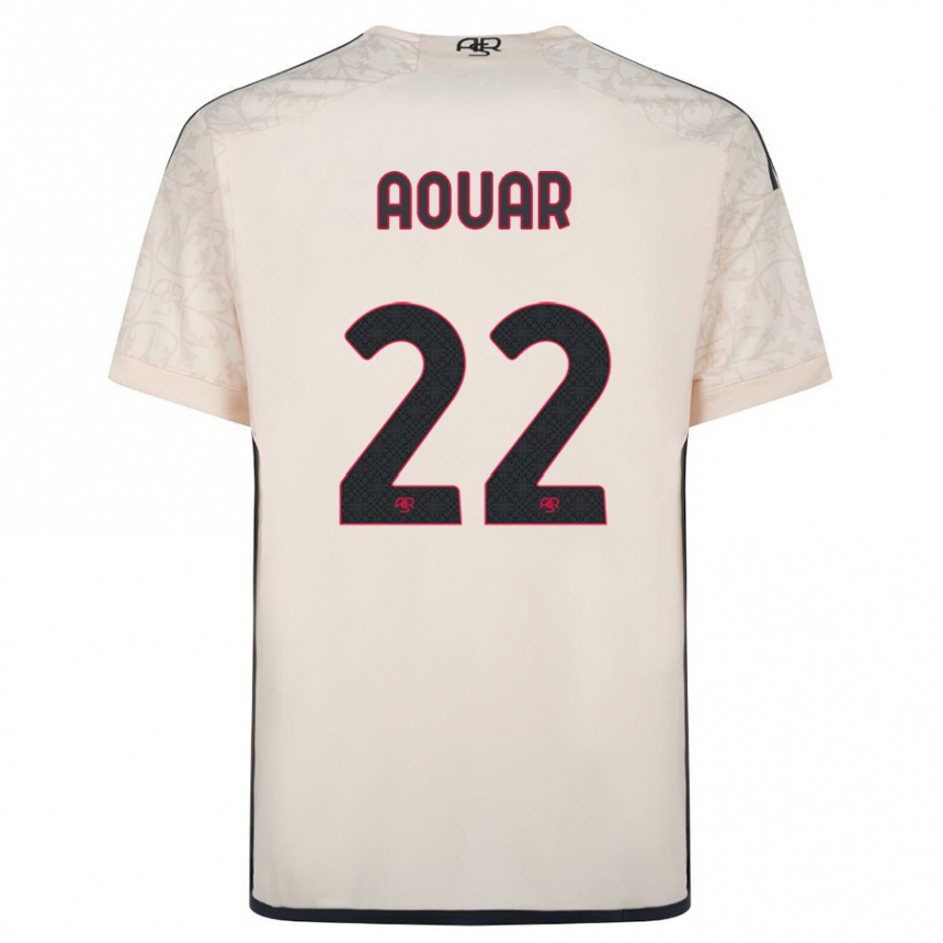 Kids Football Houssem Aouar #22 Off-White Away Jersey 2023/24 T-Shirt