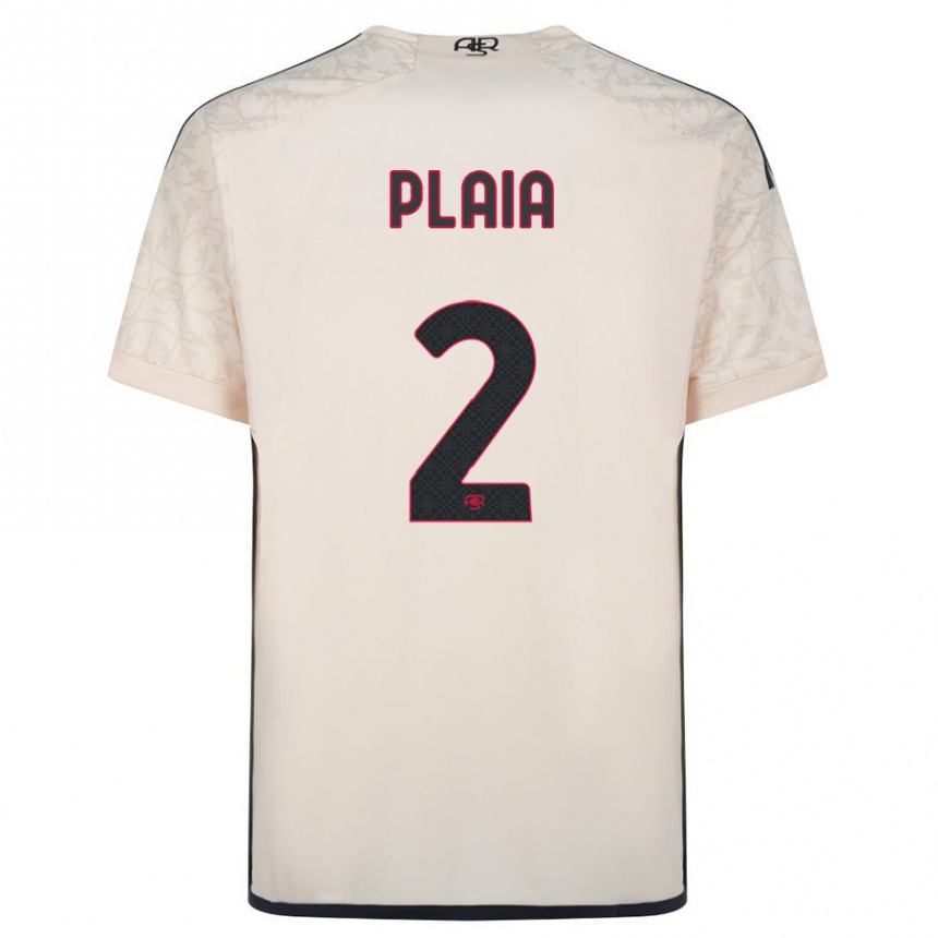 Kids Football Matteo Plaia #2 Off-White Away Jersey 2023/24 T-Shirt