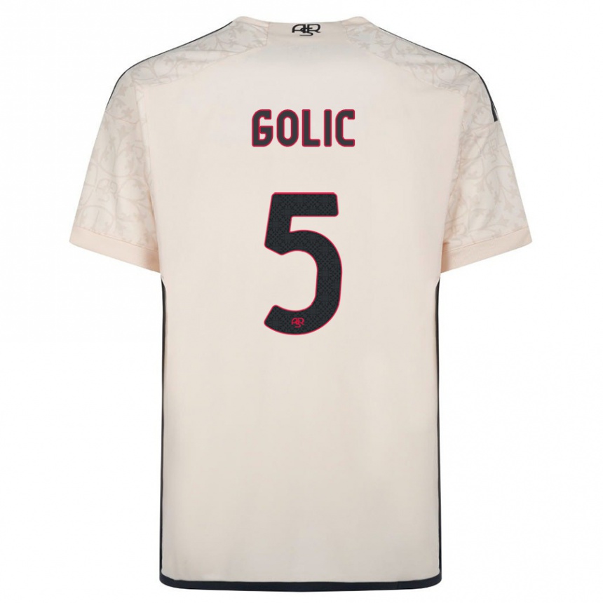 Kids Football Lovro Golic #5 Off-White Away Jersey 2023/24 T-Shirt