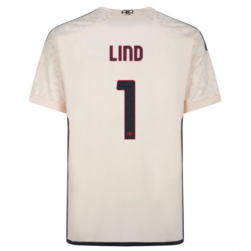 Kids Football Emma Lind #1 Off-White Away Jersey 2023/24 T-Shirt