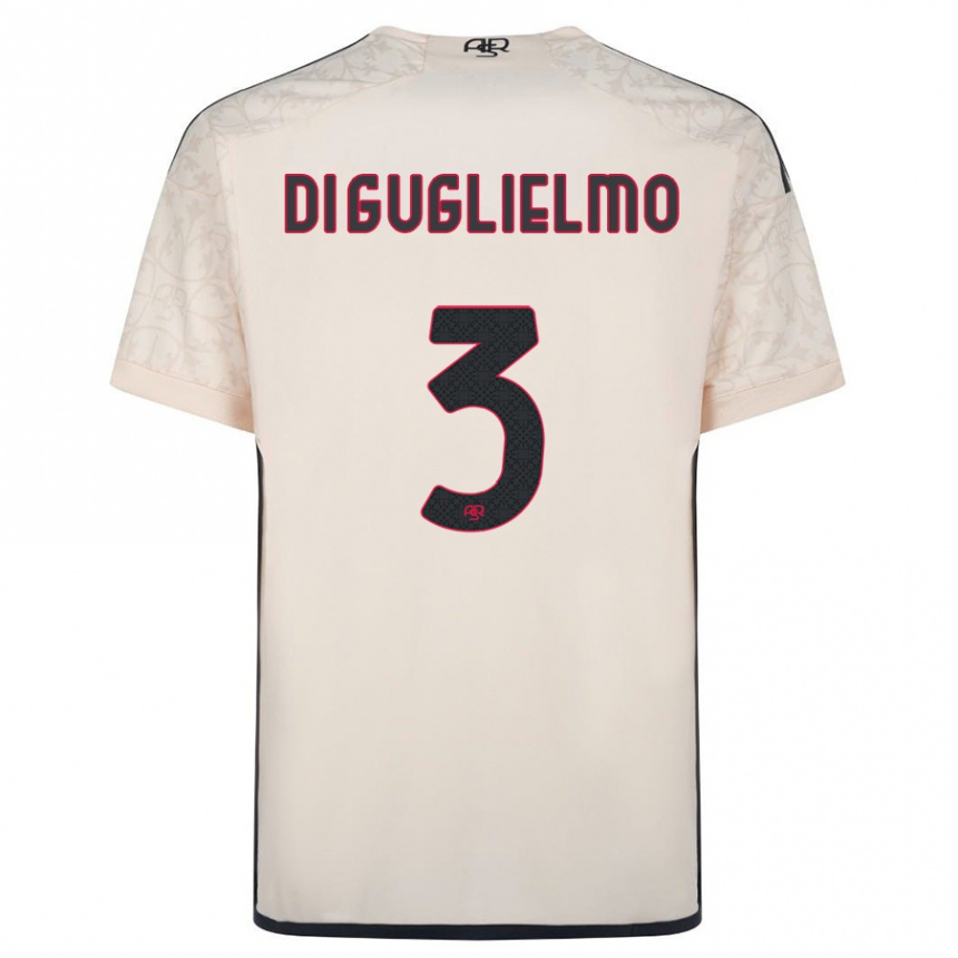 Kids Football Lucia Di Guglielmo #3 Off-White Away Jersey 2023/24 T-Shirt