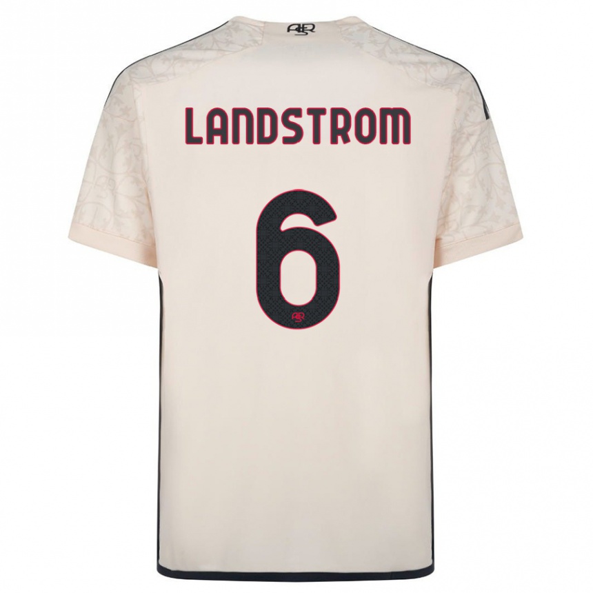 Kids Football Elin Landstrom #6 Off-White Away Jersey 2023/24 T-Shirt