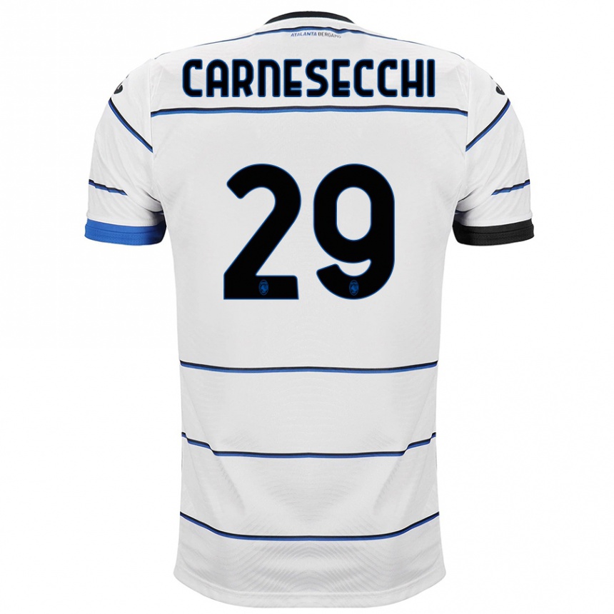 Kids Football Marco Carnesecchi #29 White Away Jersey 2023/24 T-Shirt