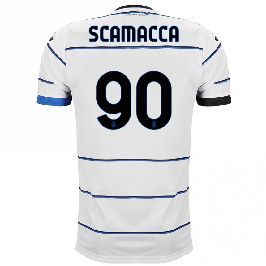 Kids Football Gianluca Scamacca #90 White Away Jersey 2023/24 T-Shirt