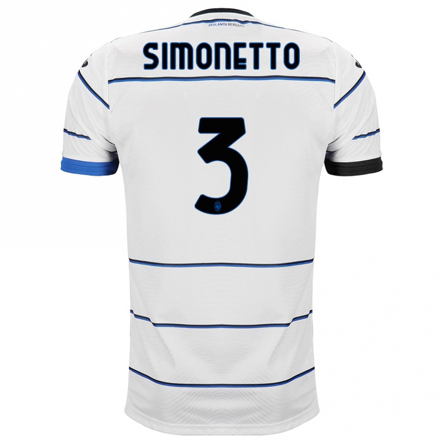 Kids Football Federico Simonetto #3 White Away Jersey 2023/24 T-Shirt