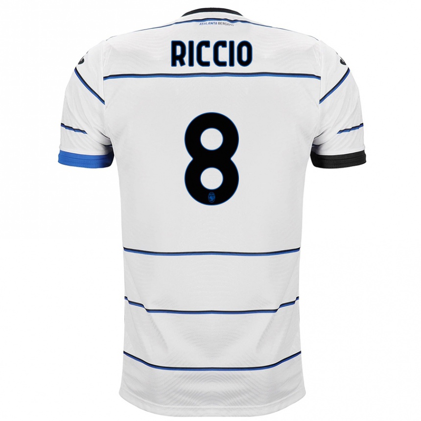 Kids Football Lorenzo Riccio #8 White Away Jersey 2023/24 T-Shirt