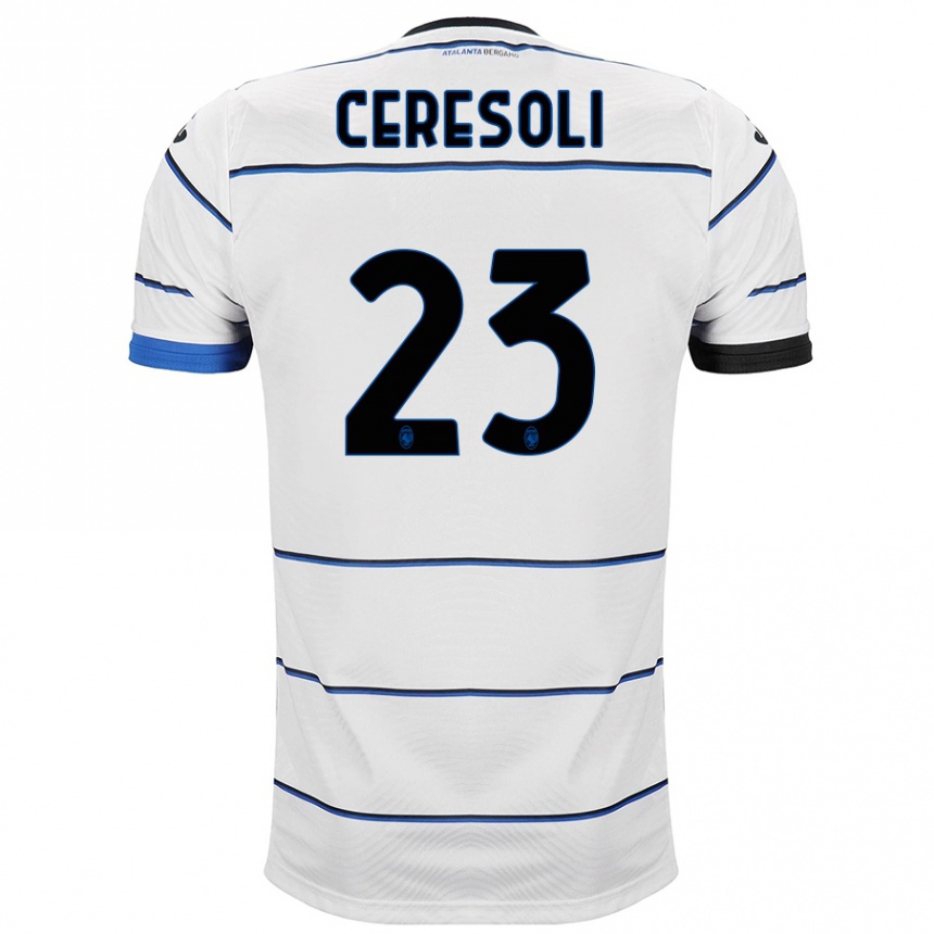 Kids Football Andrea Ceresoli #23 White Away Jersey 2023/24 T-Shirt