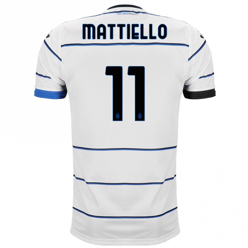 Kids Football Federico Mattiello #11 White Away Jersey 2023/24 T-Shirt