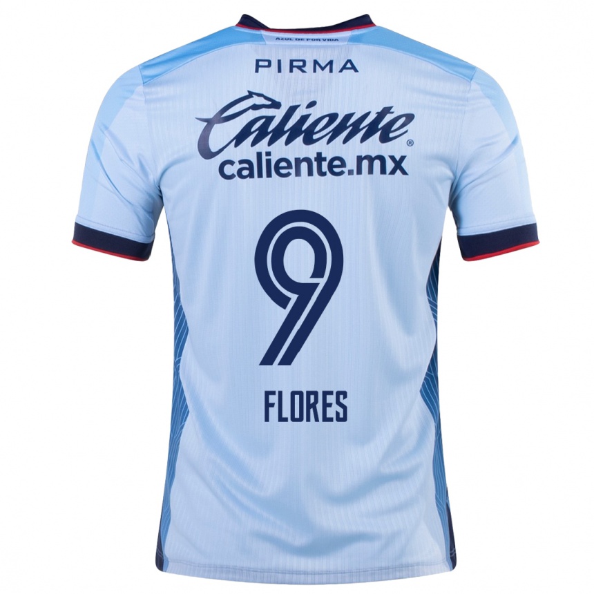 Kids Football Daniela Flores #9 Sky Blue Away Jersey 2023/24 T-Shirt