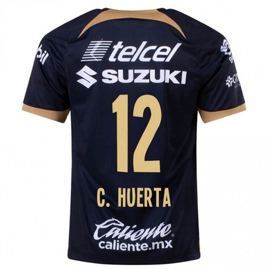 Kids Football César Huerta #12 Dark Blue Away Jersey 2023/24 T-Shirt