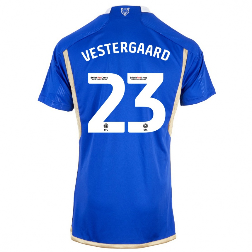 Men  Jannik Vestergaard #23 Royal Blue Home Jersey 2023/24 T-Shirt