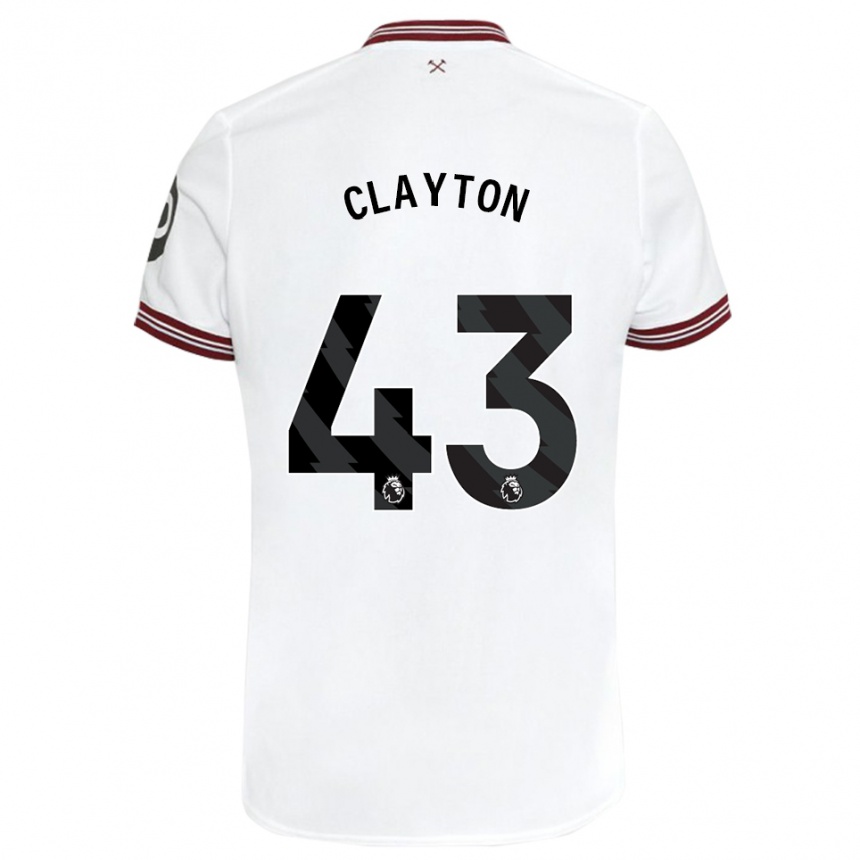 Men Football Regan Clayton #43 White Away Jersey 2023/24 T-Shirt