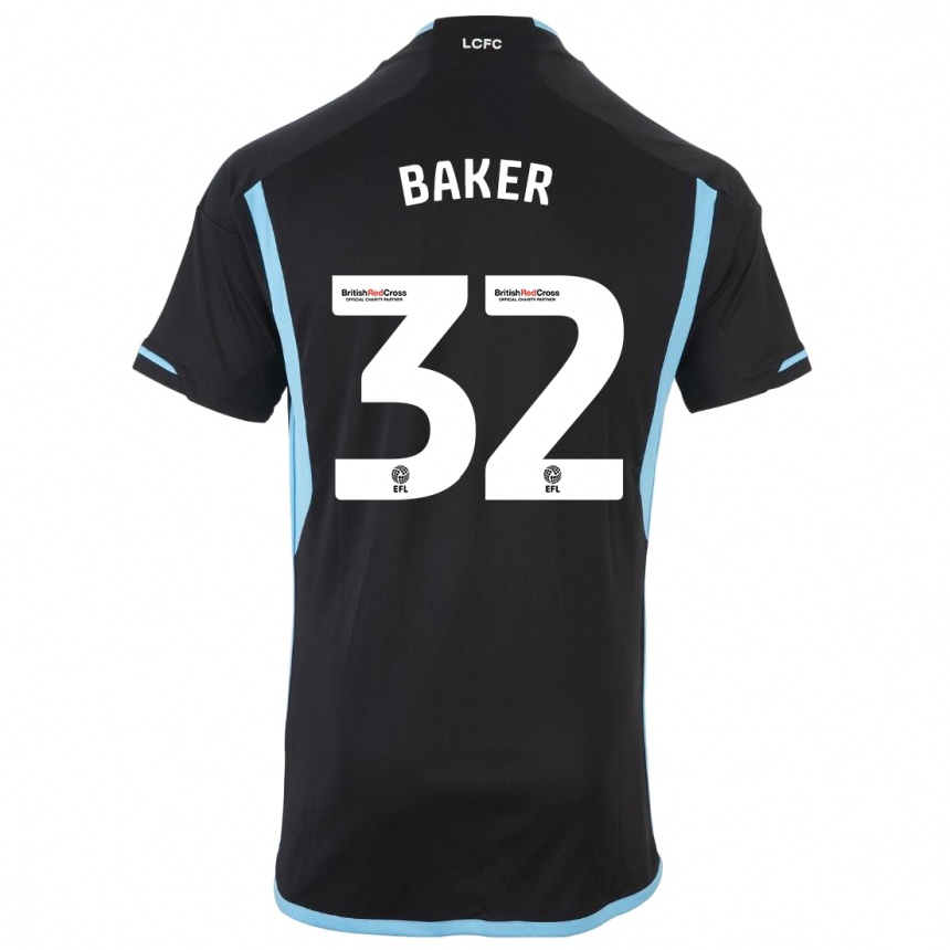 Men Football Ava Baker #32 Black Away Jersey 2023/24 T-Shirt