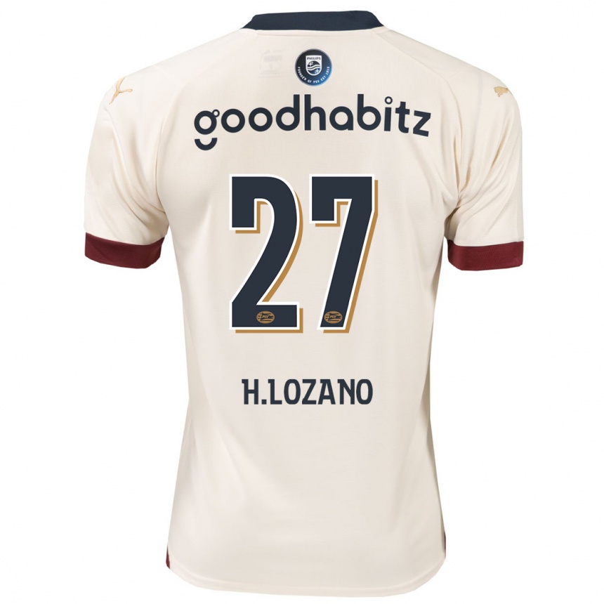 Men Football Hirving Lozano #27 Off-White Away Jersey 2023/24 T-Shirt