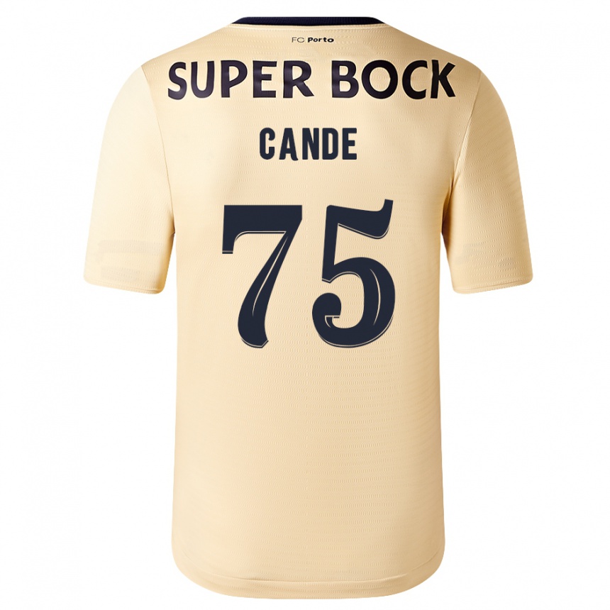 Men Football Anhá Cande #75 Beige-Golden Away Jersey 2023/24 T-Shirt