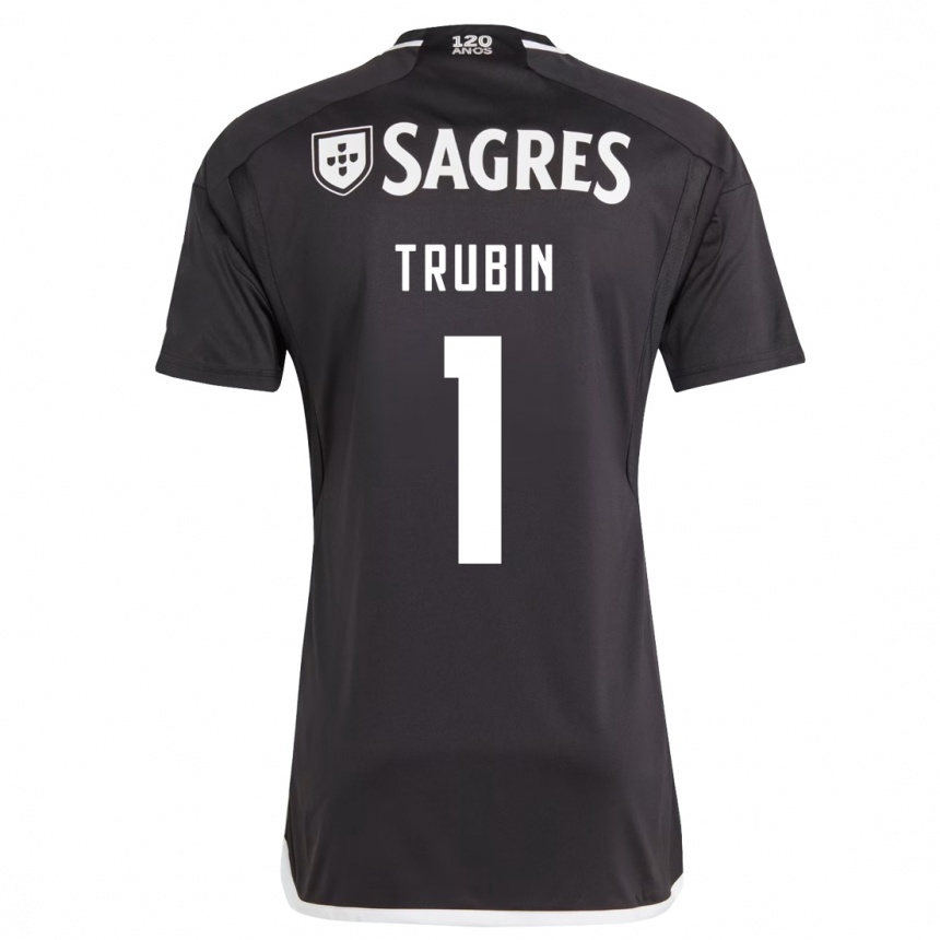 Men Football Anatoliy Trubin #1 Black Away Jersey 2023/24 T-Shirt