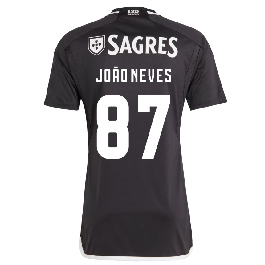 Men Football João Neves #87 Black Away Jersey 2023/24 T-Shirt