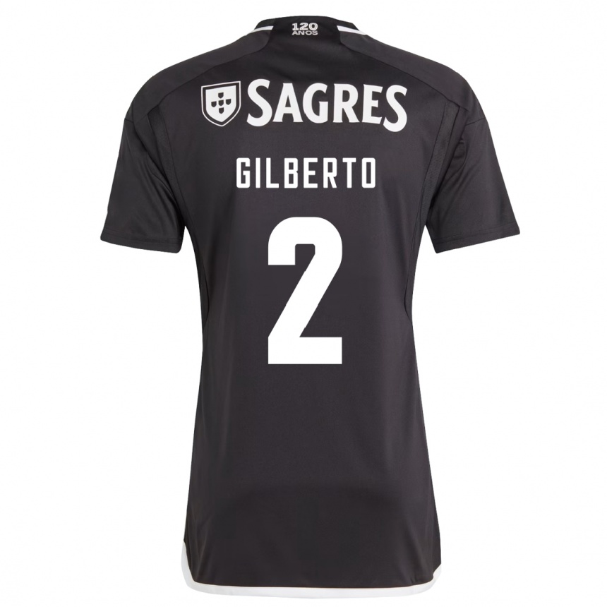 Men Football Gilberto #2 Black Away Jersey 2023/24 T-Shirt