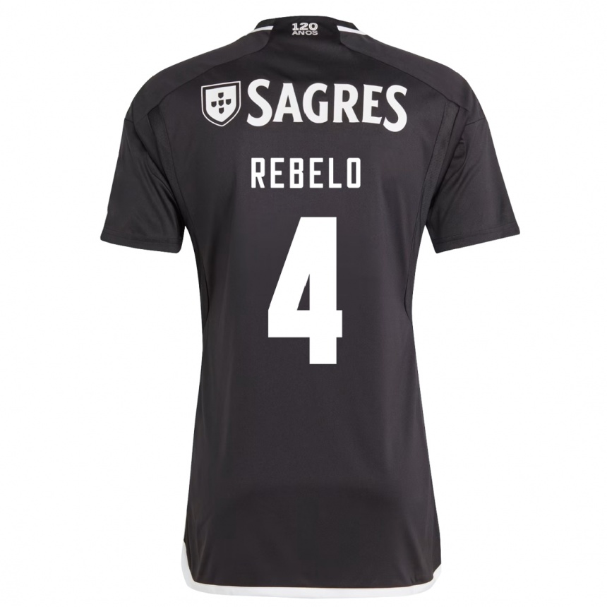 Men Football Silvia Rebelo #4 Black Away Jersey 2023/24 T-Shirt