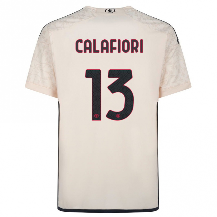 Men Football Riccardo Calafiori #13 Off-White Away Jersey 2023/24 T-Shirt