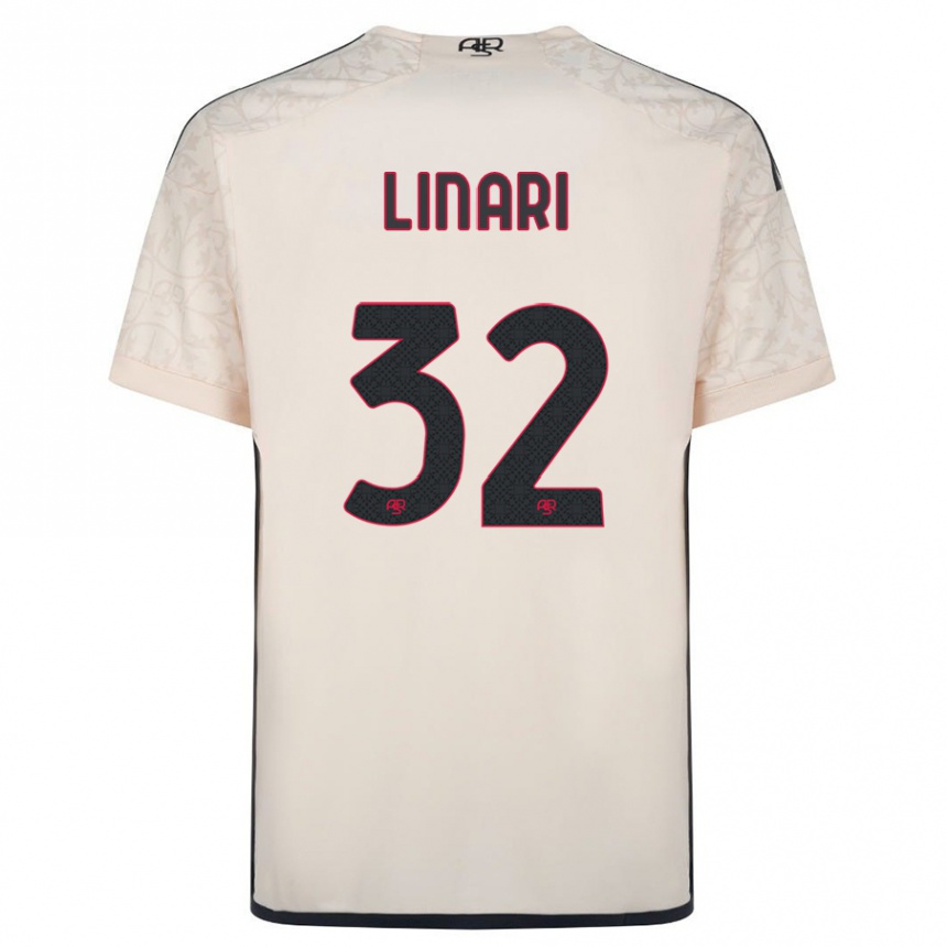 Men Football Elena Linari #32 Off-White Away Jersey 2023/24 T-Shirt