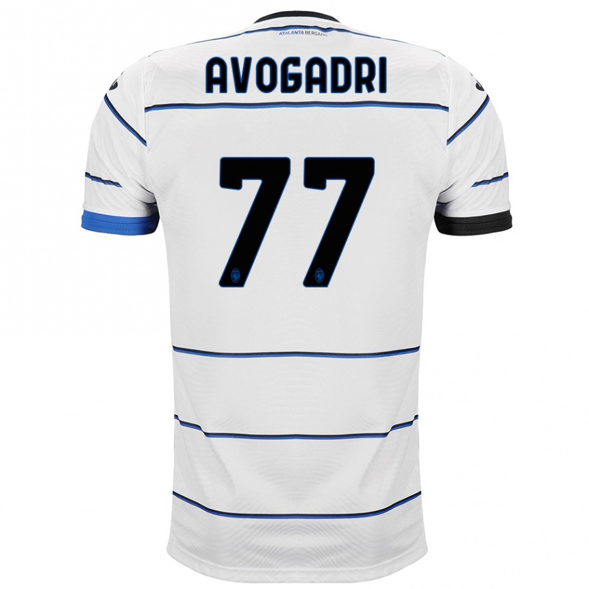 Men Football Lorenzo Avogadri #77 White Away Jersey 2023/24 T-Shirt