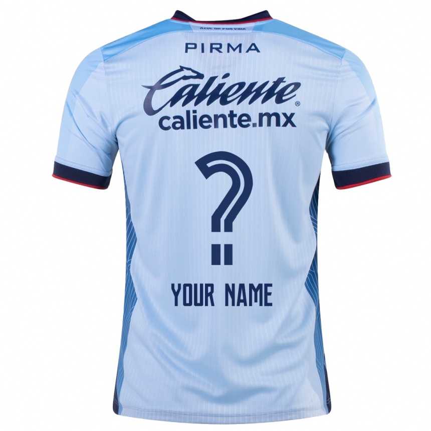 Men Football Your Name #0 Sky Blue Away Jersey 2023/24 T-Shirt