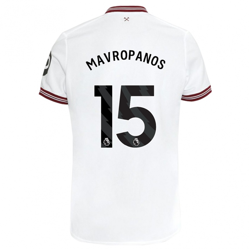 Women Football Konstantinos Mavropanos #15 White Away Jersey 2023/24 T-Shirt