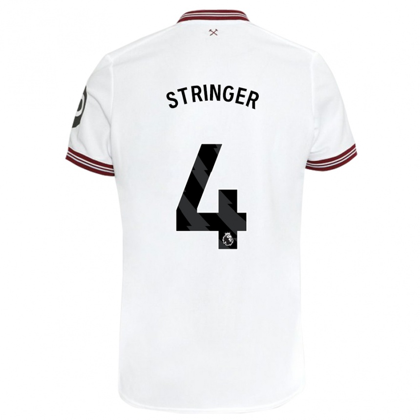 Women Football Abbey Leigh Stringer #4 White Away Jersey 2023/24 T-Shirt