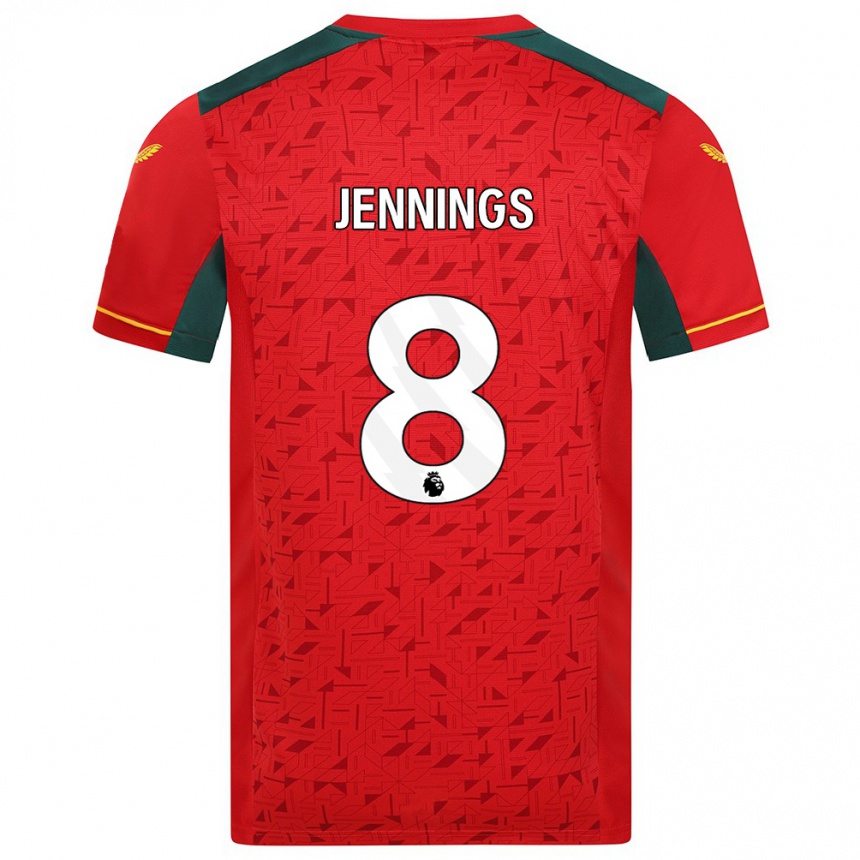 Women Football Shannie Jennings #8 Red Away Jersey 2023/24 T-Shirt