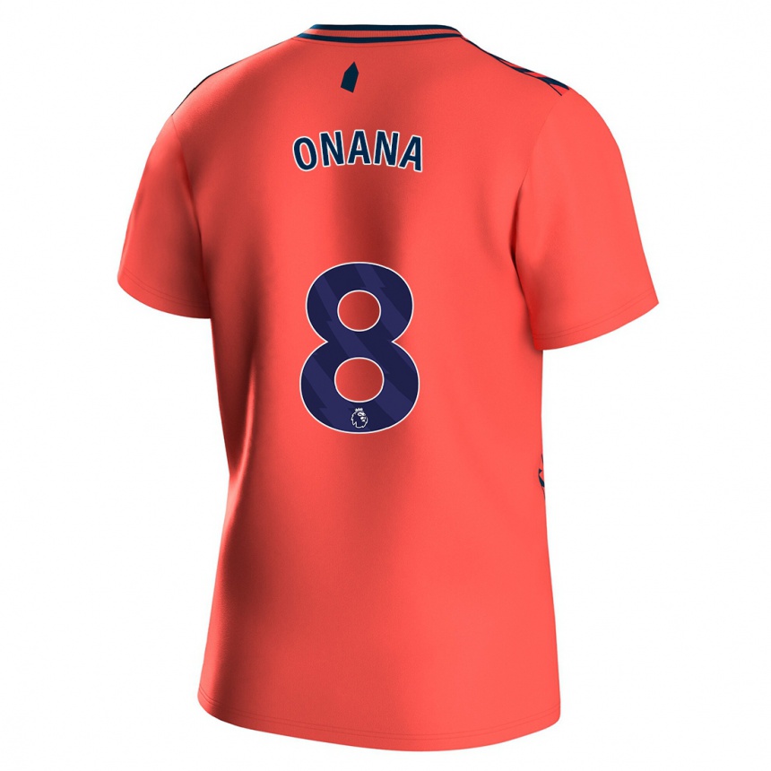 Women Football Amadou Onana #8 Coral Away Jersey 2023/24 T-Shirt