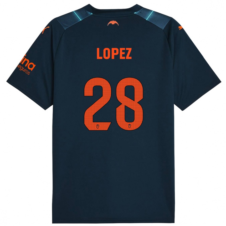 Women Football Saray Lopez #28 Marine Blue Away Jersey 2023/24 T-Shirt