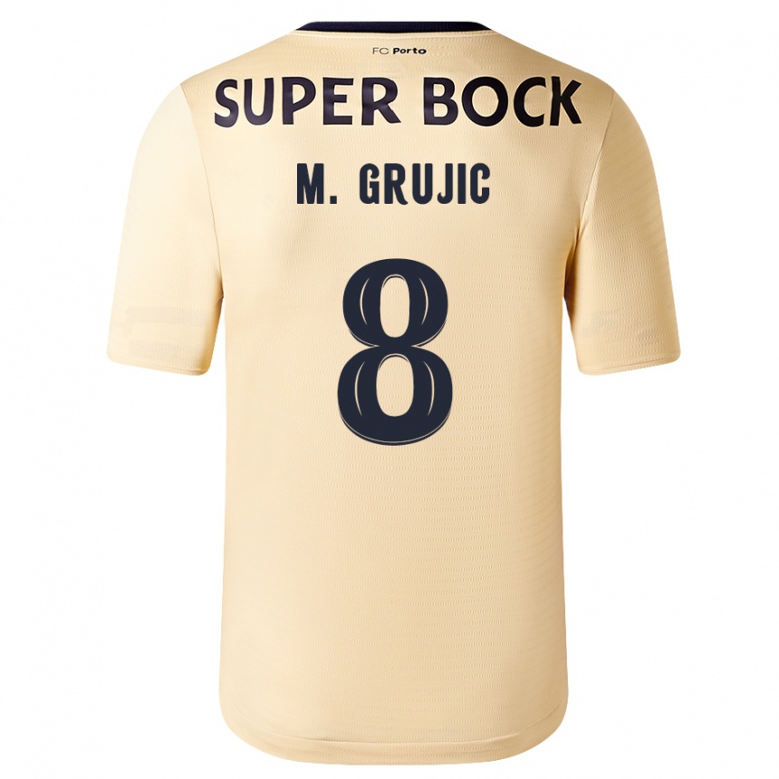 Women Football Marko Grujic #8 Beige-Golden Away Jersey 2023/24 T-Shirt