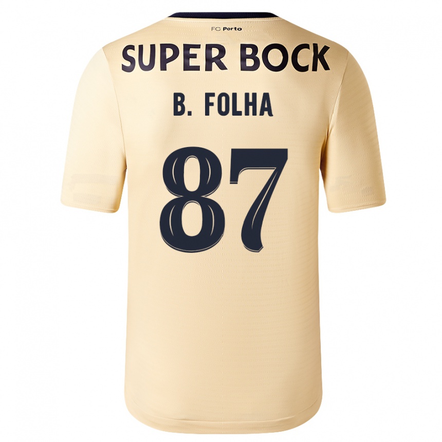 Women Football Bernardo Folha #87 Beige-Golden Away Jersey 2023/24 T-Shirt